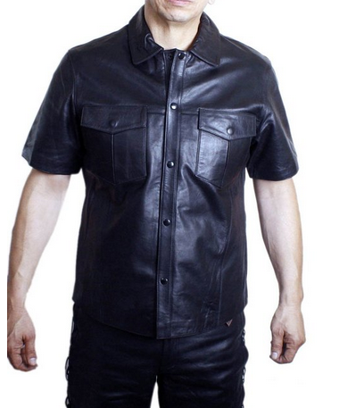 Mens Genuine Soft Lamb Leather Shirt -Short Sleeve